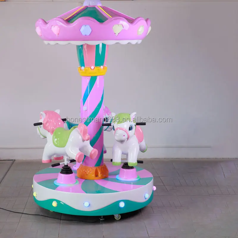 Mini 3-Seats Indoor Merry-Go-Round Horse Carousel Ride Coin-Operated Outdoor Playground for Kids Babies Sale
