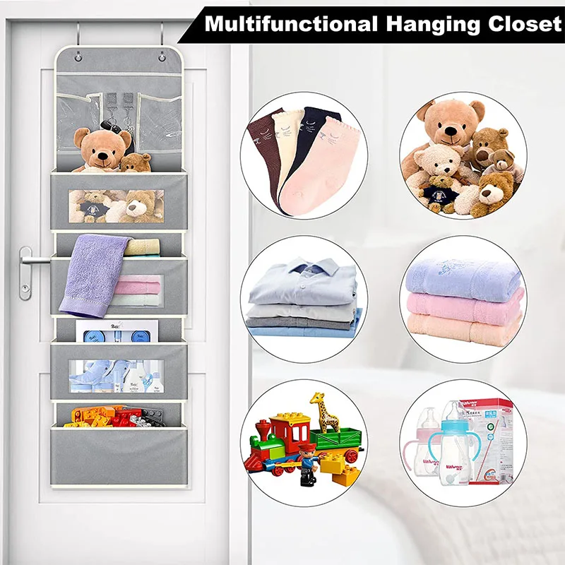 Over The Door Hanging Organizer with 4 Clear Large PVC Pockets, ULG Cl