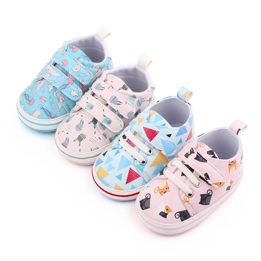 0-1 Year Old Baby Boys and Girls Light Color Cute Cartoon High Top Casual Soft Soled Toddler Shoes