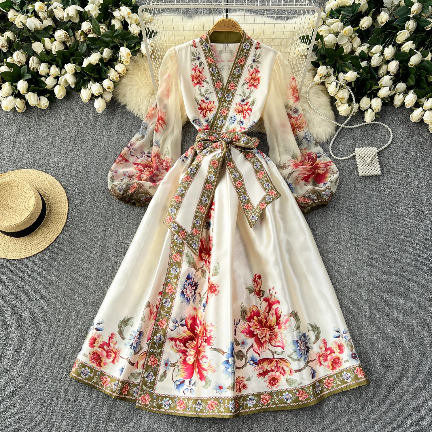ワンピース French Sleeve Polo Long Dress - stripe French Sleeve Polo Long Dress