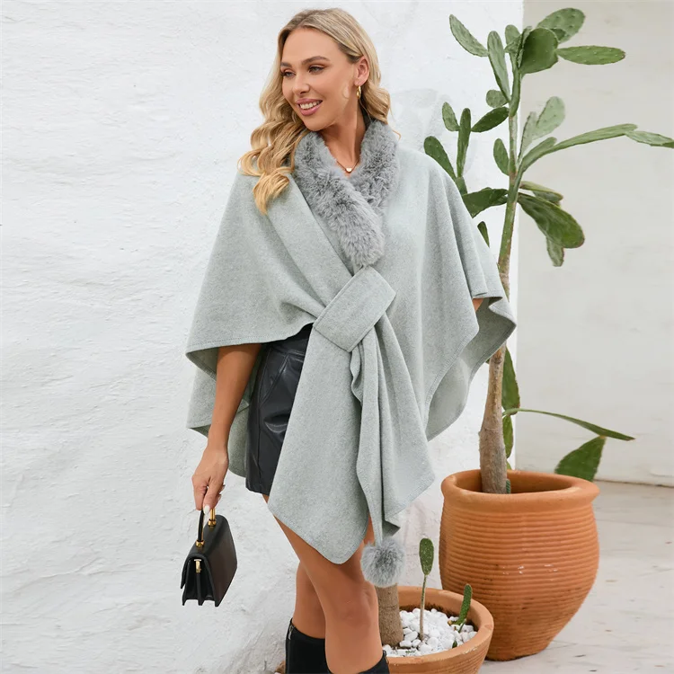 Women's Autumn and Winter New Style Fur Collar Cape Cape Women's