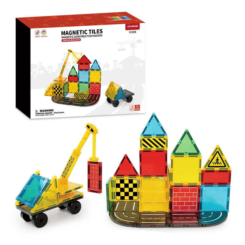 Magnetic Tiles 35-Piece STEM Building Set Sensory Construction Toys for Toddlers Kids Christmas Birthday Gifts Idea