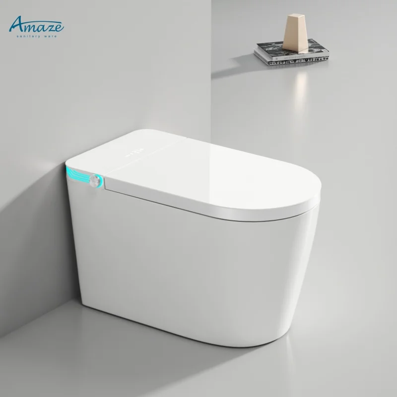 Modern Intelligent Smart Toilet Automatic One Piece Ceramic WC Floor-Mounted Water Closet Commode Elongated Bowl Tank Design