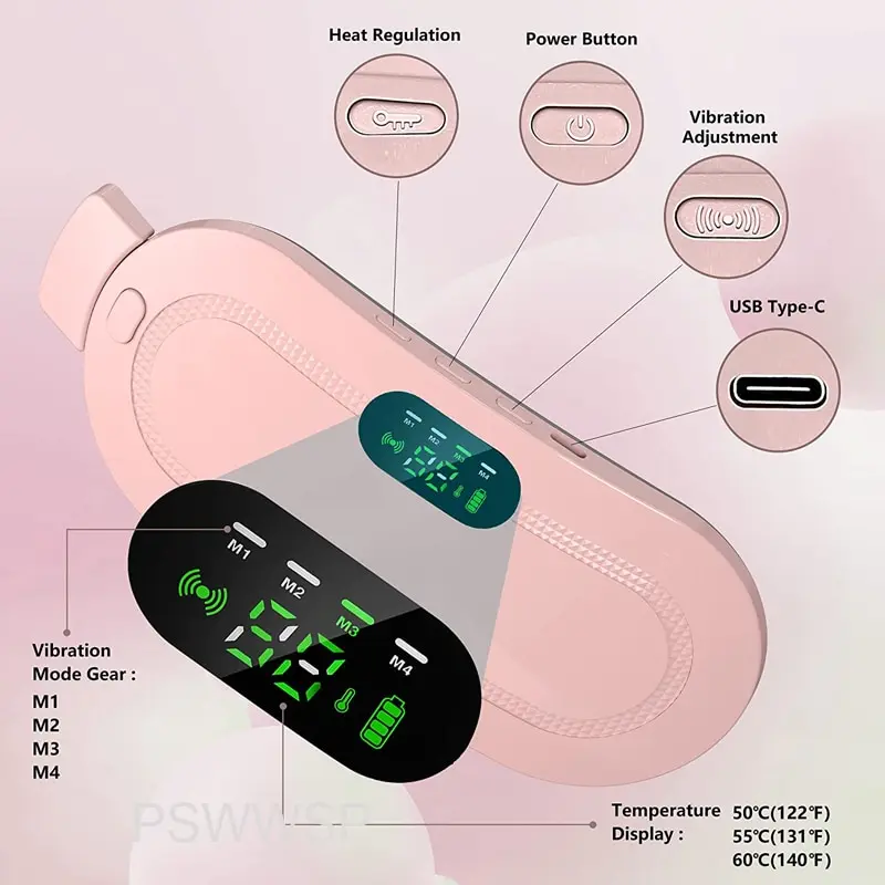 Image of Cordless Heating Pad in Use: "Modern Woman using Cordless Heating Pad for Comfort during Menstrual Cycle.