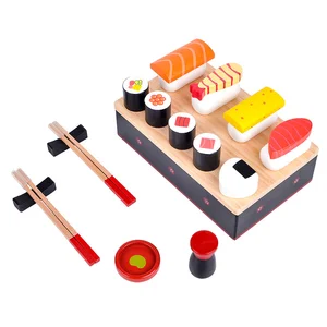 Unisex Wooden Sushi Simulation Set Promotes Food Cognition Pretend Play Educational Learning Toys for Kids Toddler Boys & Girls