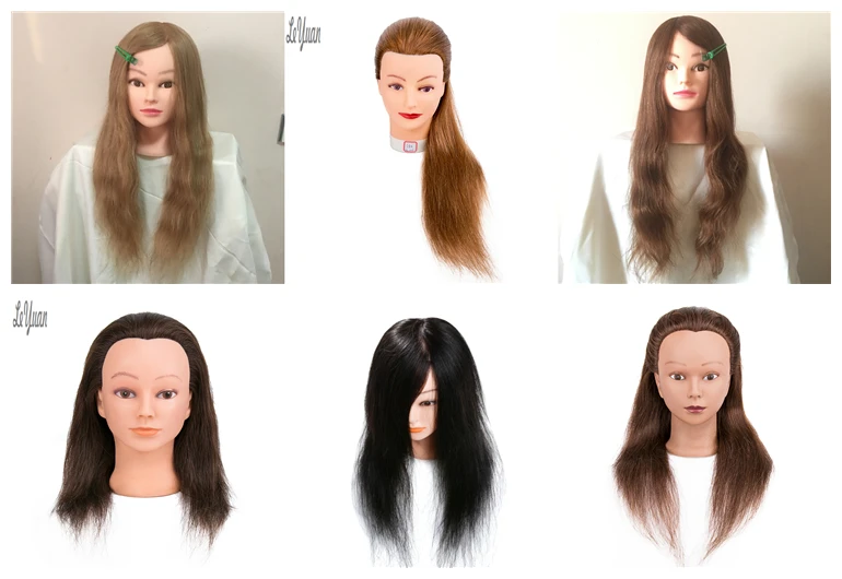 60cm Long Real Human Hair Salon Hairdressing Cosmetology Mannequin Head  Training Practice Doll Head + Fixed Clip (Hairdressing / Hair Styling /  Makeup)