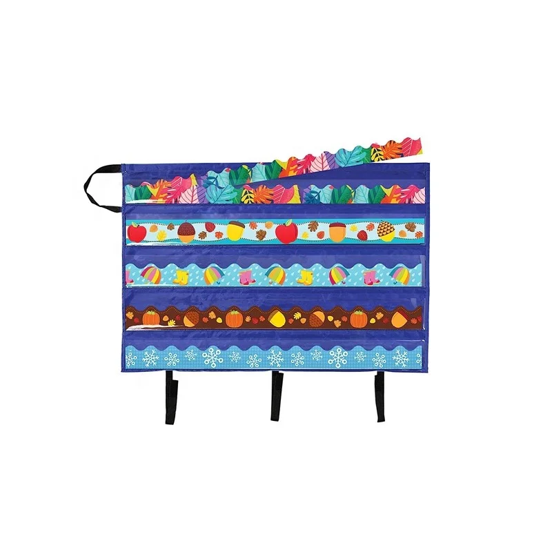 Crtiin 3 Pcs Foldable Bulletin Border Storage Pocket Chart 38 X 24 Inch Classroom Organizer With Storage Pockets For Bulletin Board Borders Wall