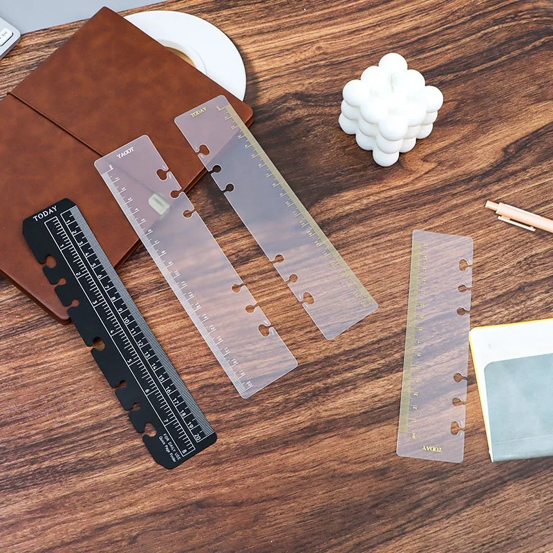 透明なプラスチック製のしおり定規ルーズリーフ定規測定ppa5 a6 a7 