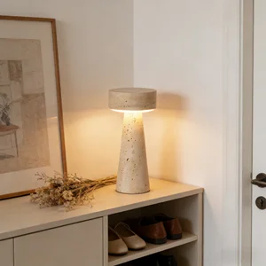 JACKSUN Wabi-Sabi Natural Yellow Cave Stone Table Lamp Japanese Table Light Vintage Travertine Solid Bedside Lamp 30cm 110-220V