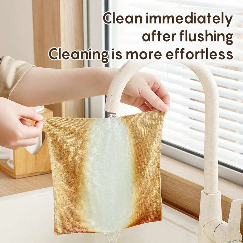 Scouring Pad Reusable Household Lazy Rag Box Absorbs Water and Removes Oil Thickened Kitchen Towel Microfiber Cleaning Cloths