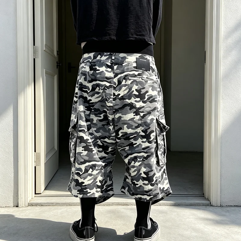 Wholesale Camo Cargo Pants Men Star Patch Distressed Baggy Wide Leg Multi Pocket Cropped Y2K Urban Streetwear Men Cargo Pants gallery 4