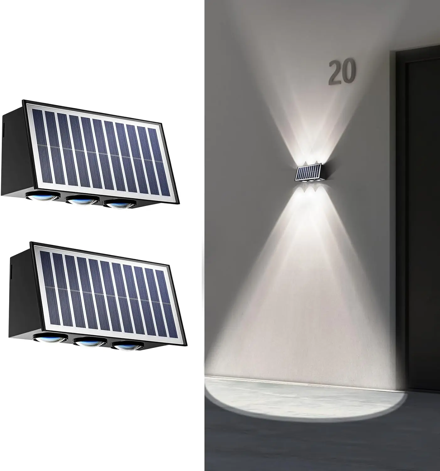 High Lumen Waterproof  Wall Washer Up And Down Solar Outdoor Wall Lamp