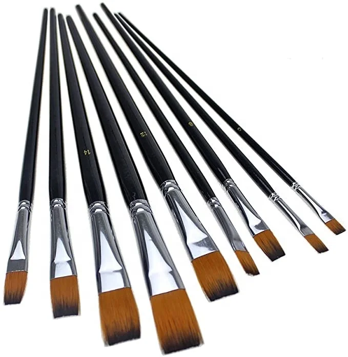 Yihuale 9pcs Flat Tip crylic Oil Watercolor Paint Brush Cheap price artist oil paint brush