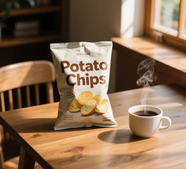 The Customizable Three Sided sealed Potato Chip Packaging Bag Is Perfect for Snack Potato Badge Flip Packaging