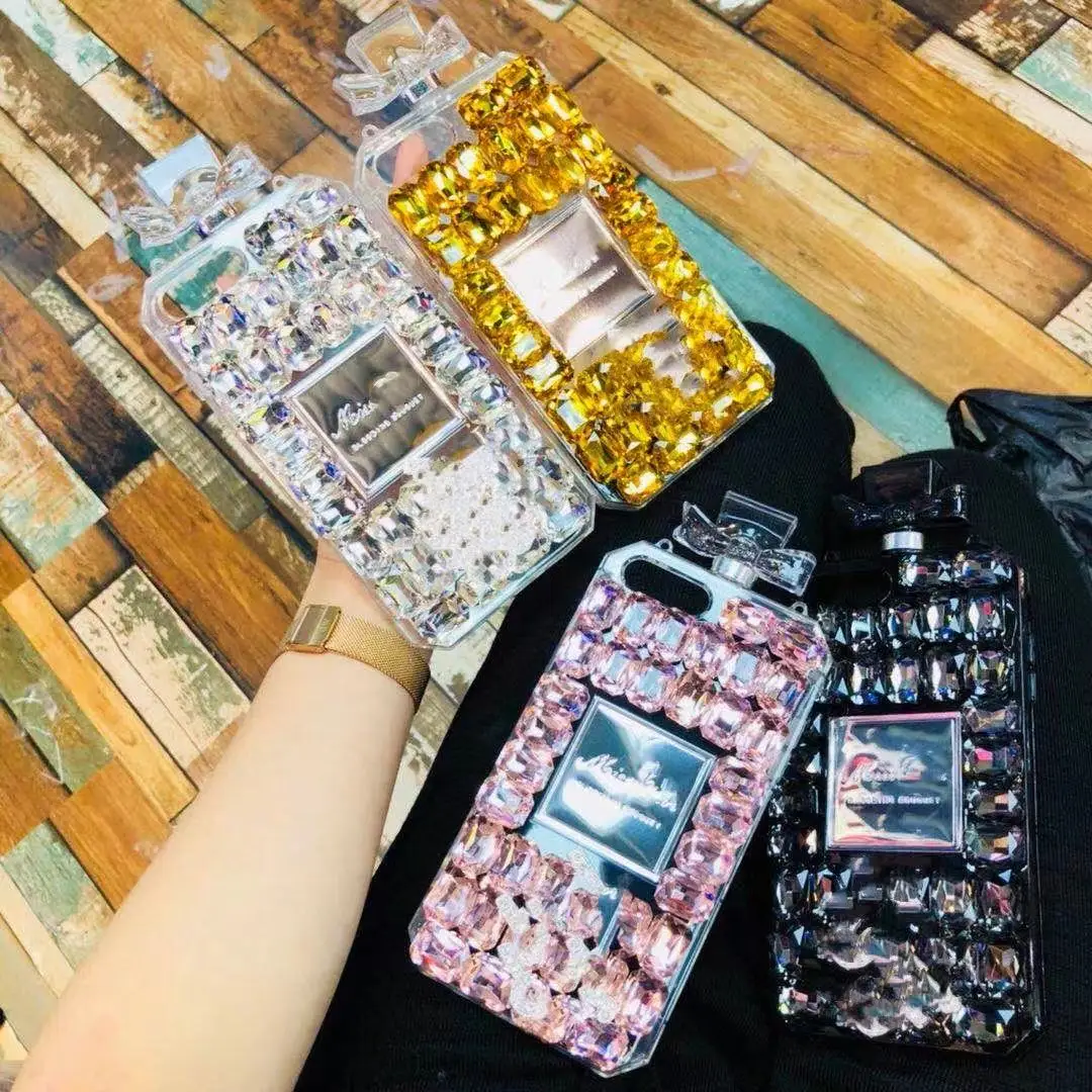 Luxury Paris Fashion Glitter Perfume Bottle Phone Case for iPhone 14 P –