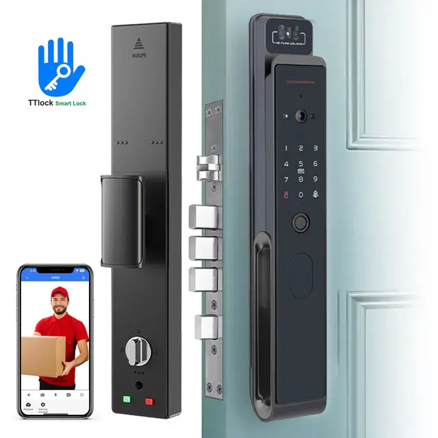 New Digital TTlock App 3D Face Recognition Smart Door Lock Biometric Rfid IC Card Wifi Security Camera Fingerprint Digital Locks