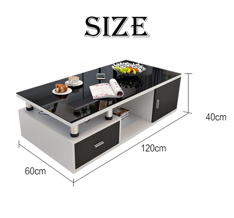 Modern Luxury Living Room Furniture Multifunctional Design Black Wooden