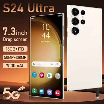 Original Design S24 Ultra 5G Smartphone 16GB+1TB 5G Dual SIM with HD Screen Resolution Deca Core CPU 108MP Rear Camera