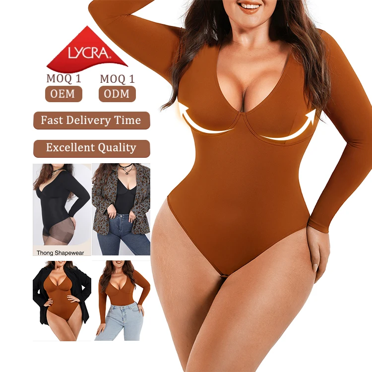 Wholesale High Quality Drop Shipping Fitness Shapewear Bodysuit Deep V