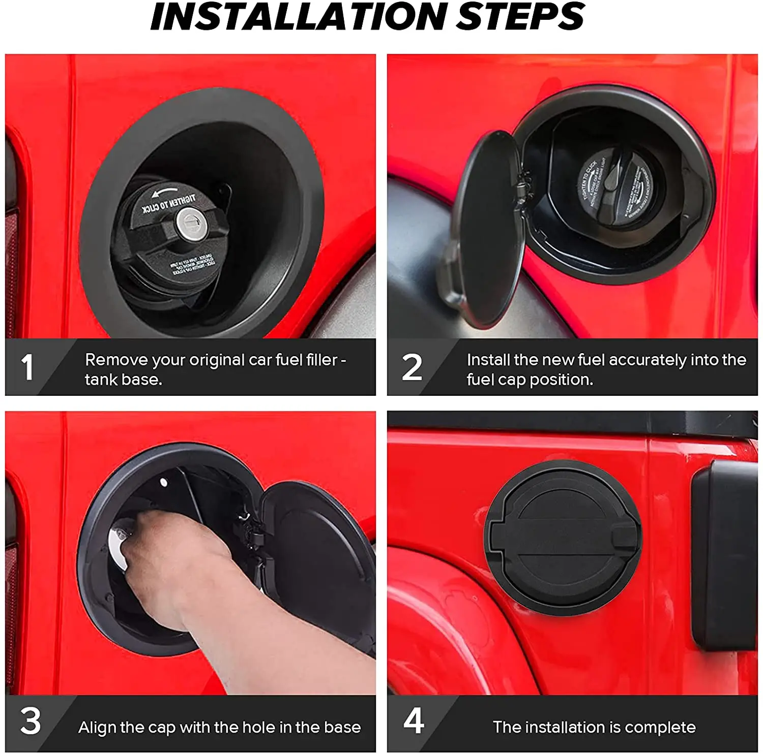 Black Steel Locking Fuel Gas Tank Cap Cover For 20072018 Jeep Wrangler