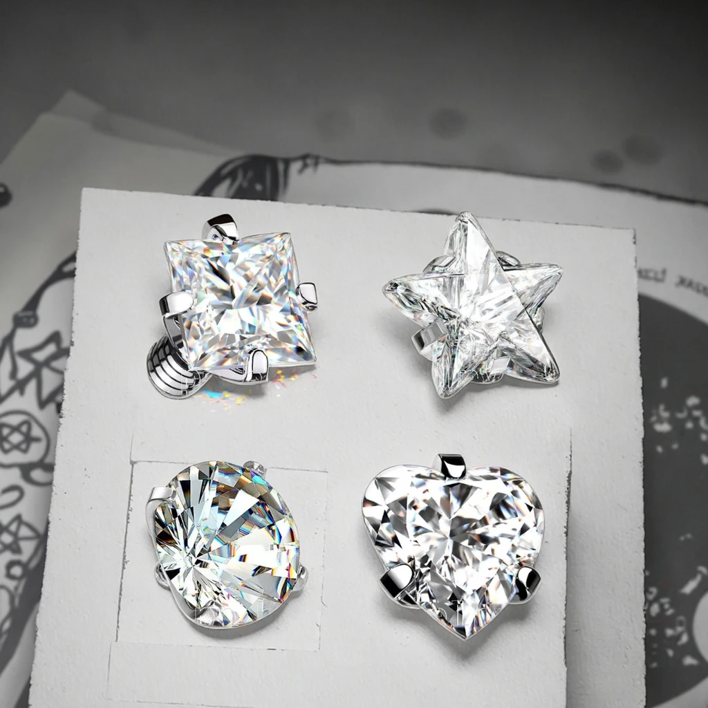 Heart Tops for Dermal Piercing Microdermal Piercing Dermal 16 Gauge Tops Microdermal Jewelry