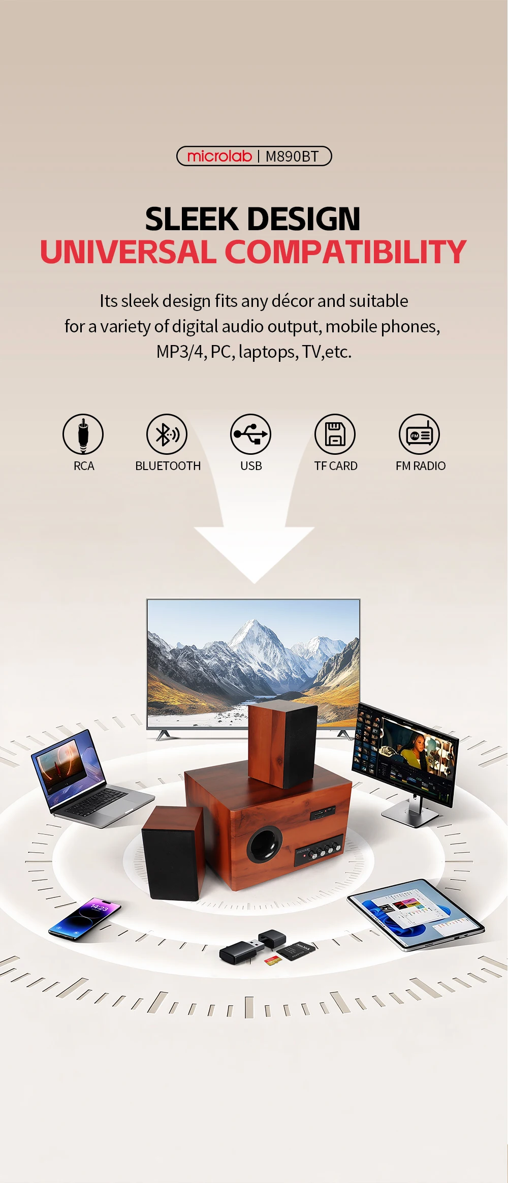 Microlab M890BT 2.1 3-way Multimedia Speaker