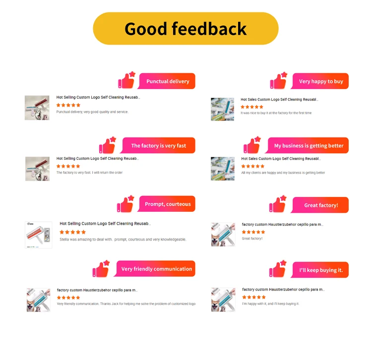 Custom Logo Self Cleaning Reusable Dog Cat Pet Hair Remover Brush Lint Roller Pet Fur Hair Remover for Pets Cleaner Brush