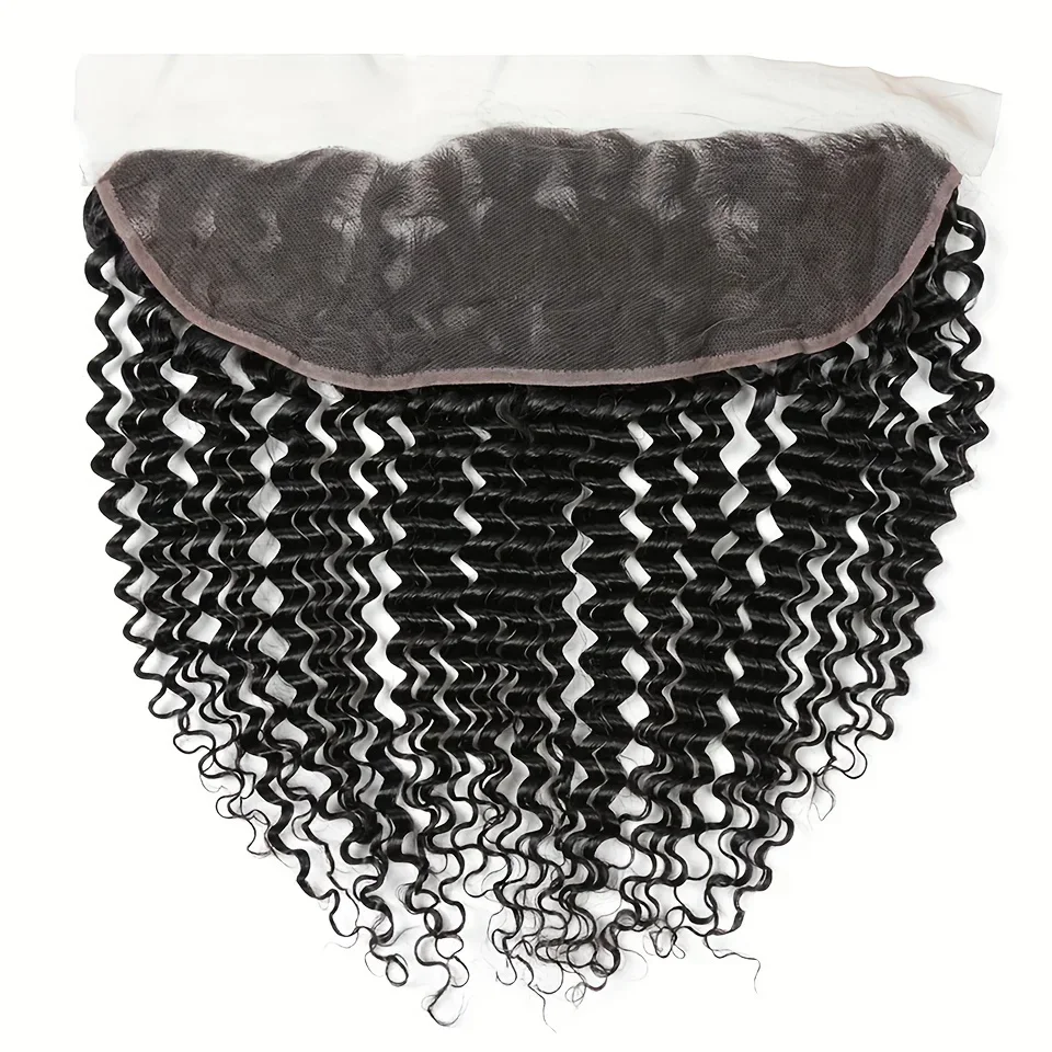 13x4 Dybbølget Transparent Lace Frontal Naturfarvet Remy Hårforlængelser Brasiliansk Ægte Hårlukning_voghion.com