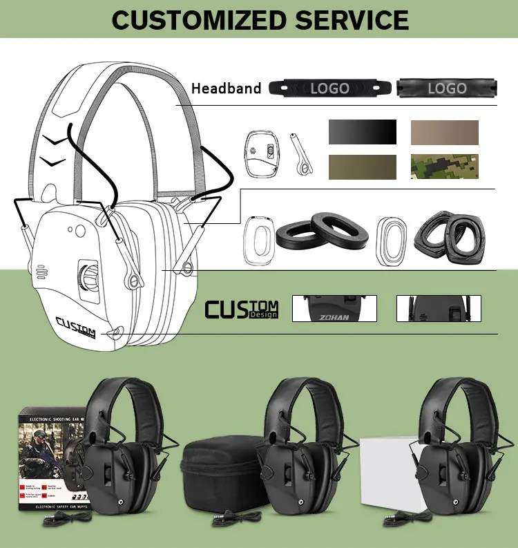 SNR 27dB CE Certified Hearing Protection Shooting Firearms Hunting Headphones 350 Hours Battery Life Electronic Tactical Gun