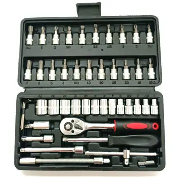 Catraca 46 Pieces 1/4 Inch Torque Wrench Carbon Steel Torx Socket Home Repair General Tools Plastic Tool Sets