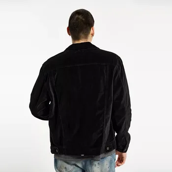 Wholesale Plus Size Men's Jacket Black Corduroy Back Chenille Applique Logo Oversized Blank Varsity Jacket