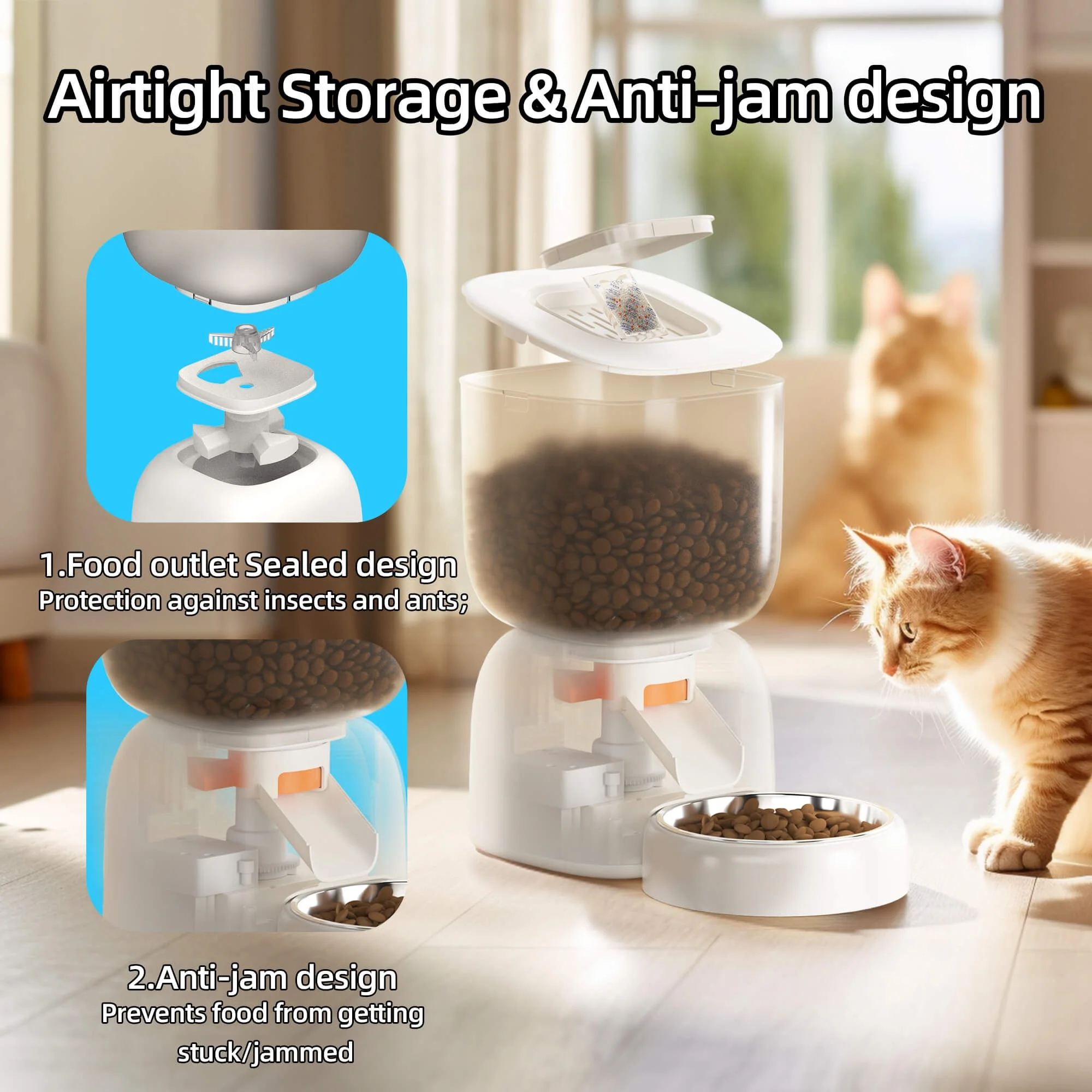 Petwant 3L Automatic Cat Dog Robot Food Dispenser Intelligent Timed Quantitative Visible Wifi Smart Pet Feeder