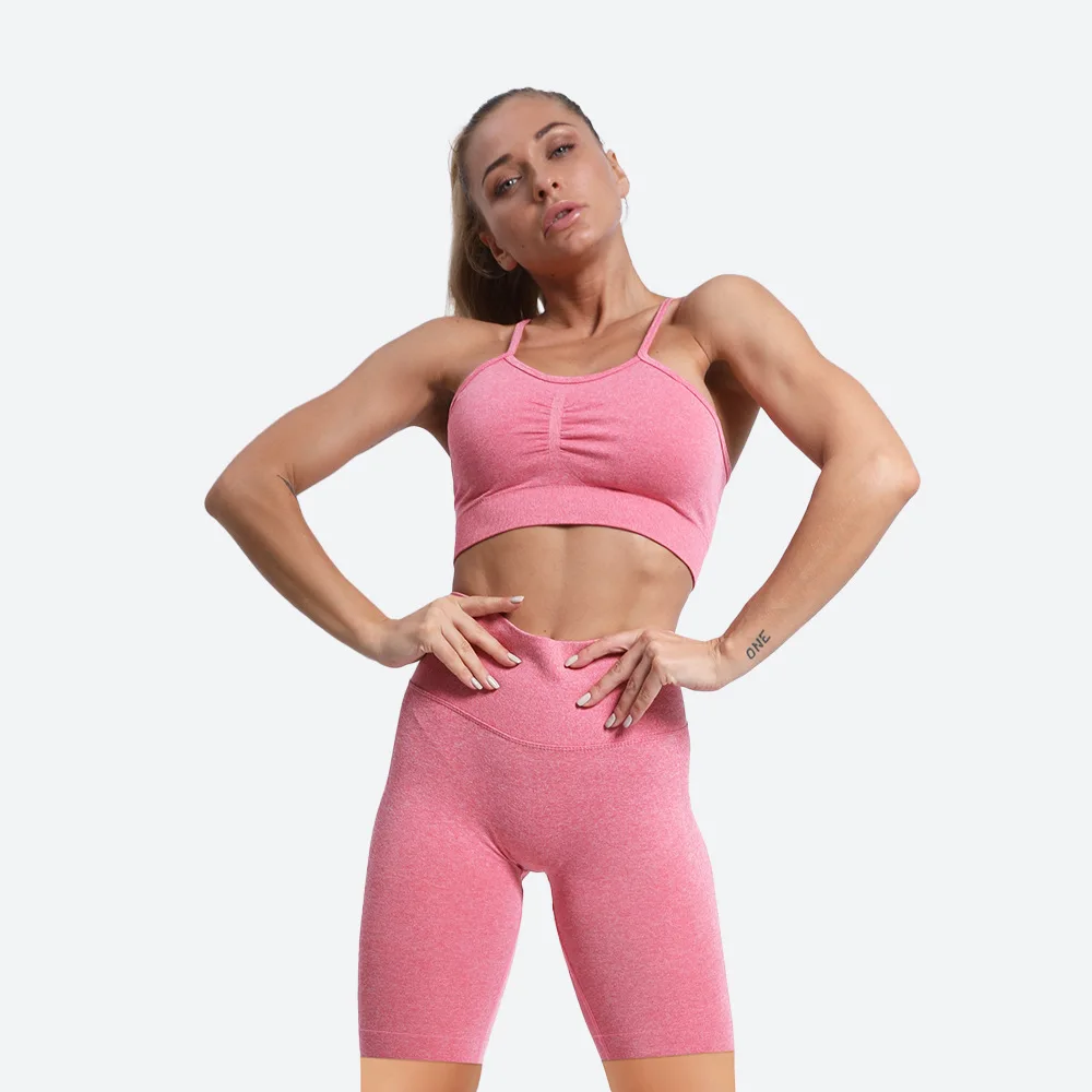 Conjunto De Yoga Sin Costuras Para Mujer,Conjunto De Sujetador Para Fitness  Y Pantalones Cortos,Chándal Elástico De Entrenamiento Para Mujer,Ropa  Deportiva Activa De Calidad - Buy Sin Las Mujeres Yoga Conjunto,Yoga Traje  De