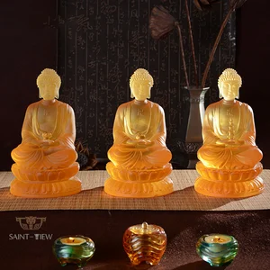 SAINT-VIEW Liuli Buddha Statue Three Precious Sakyamuni