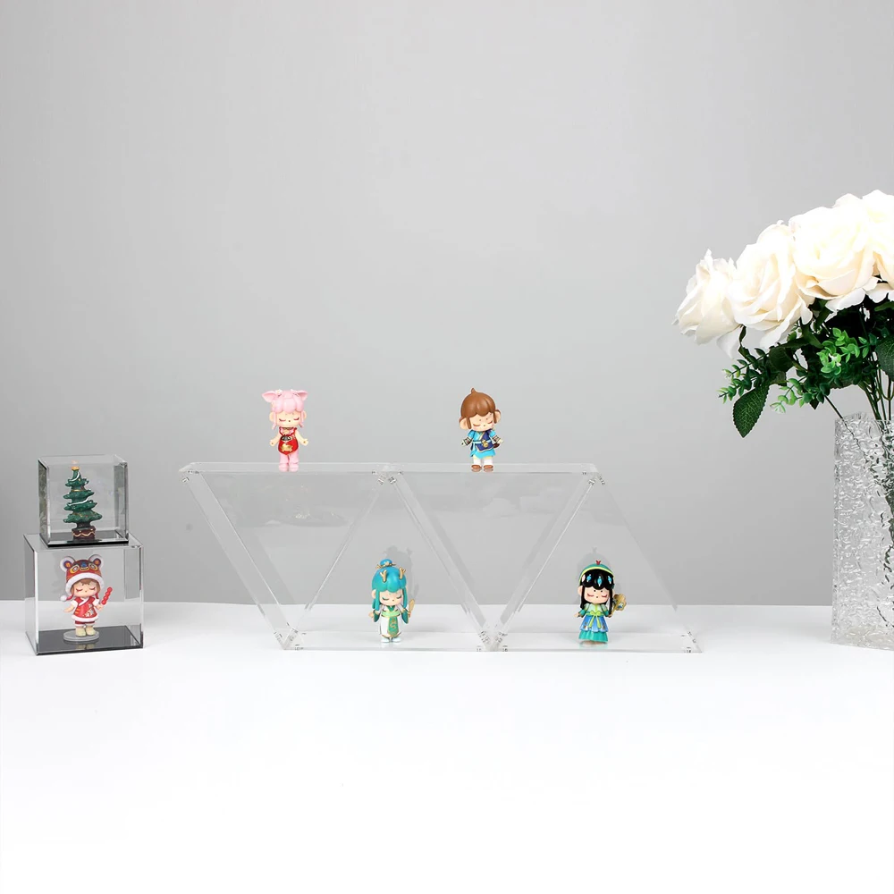 Box Triangle Display Clear Acrylic Triangle Collectibles Display Box Riser - Stackable ...