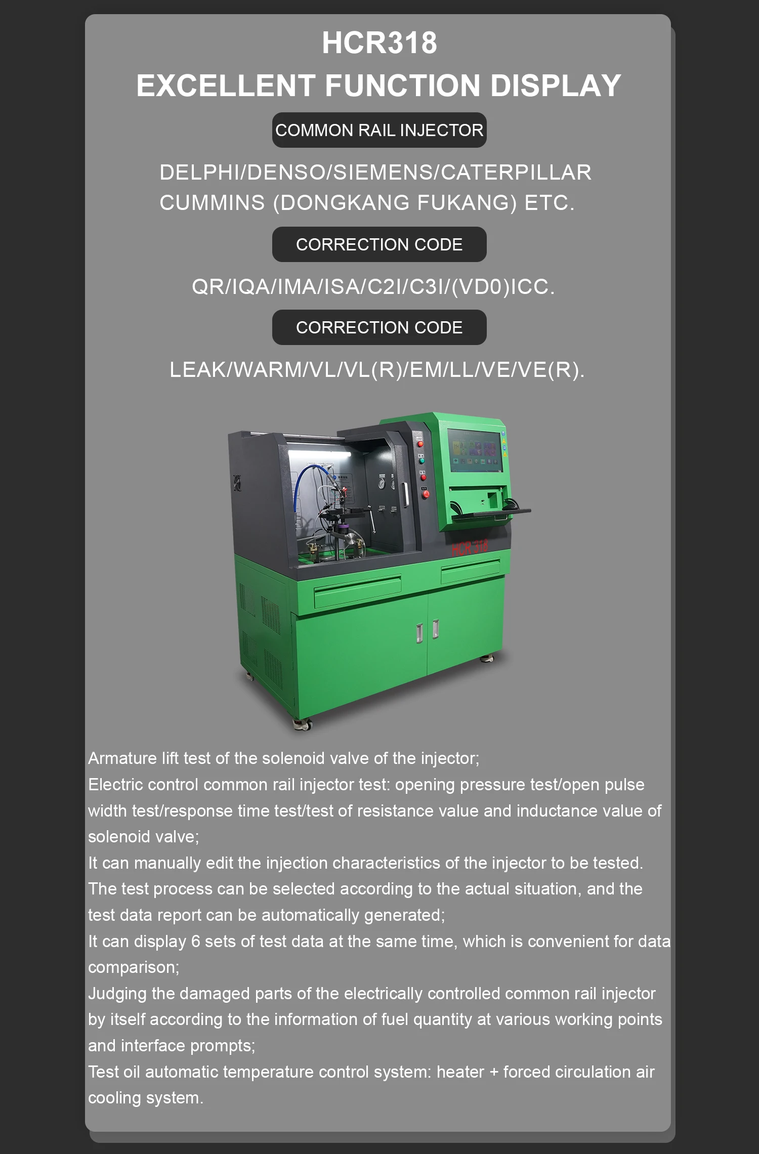 Low Noise Diesel Pump Testing Machine Price Hcr318 Buy Common Rail