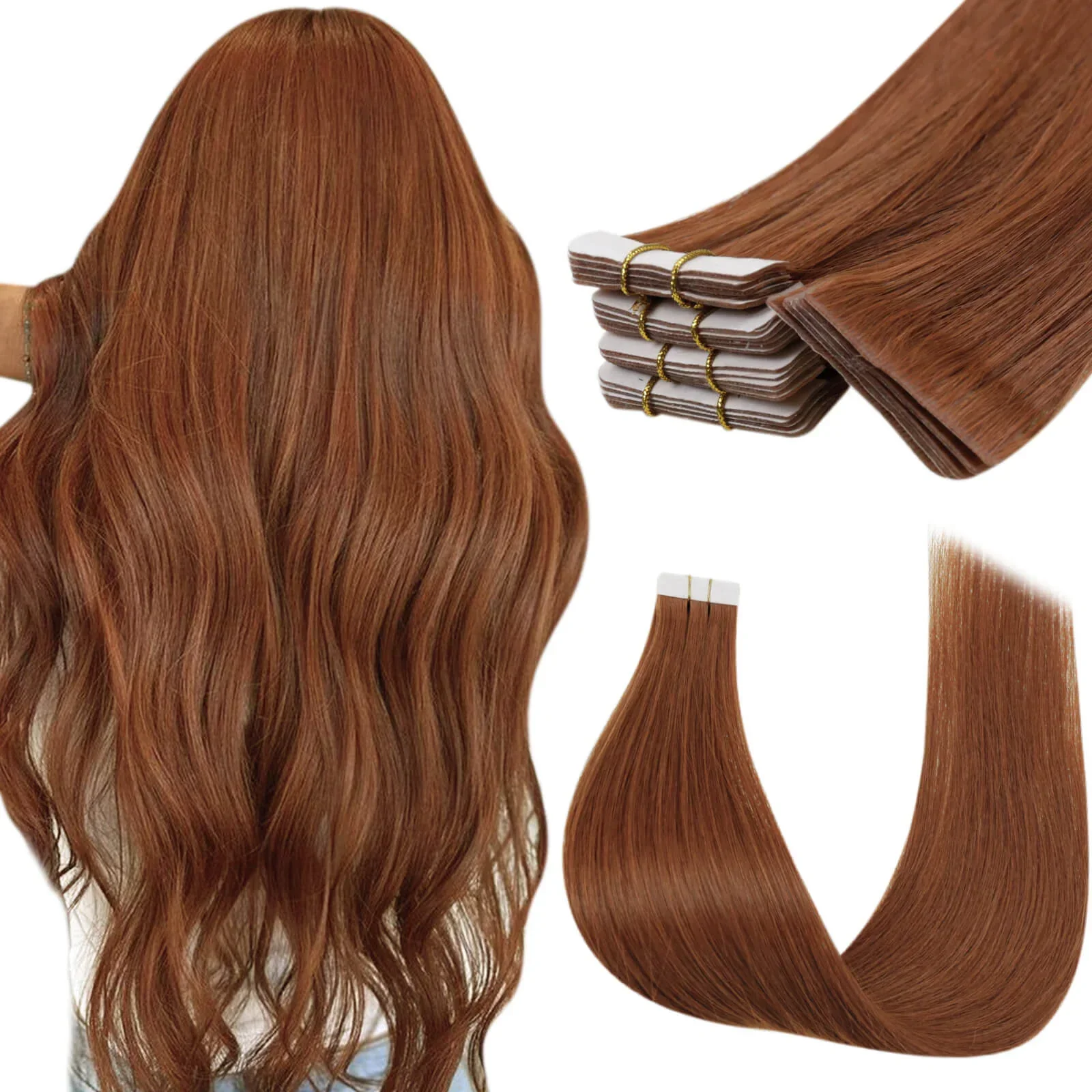 LaaVoo Virgin Injected Tape in Hair Extensions 100% Real Brazilian Hair 5Pcs&20Pcs Pure Color_voghion.com