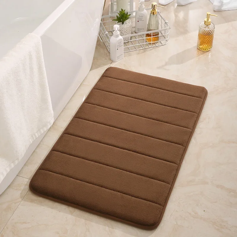 40*60cm Rectangle Shape Colorful Anti-Slip Water Absorption Memory Foam Bath Mat Soft Absorbent Bathroom Rugs