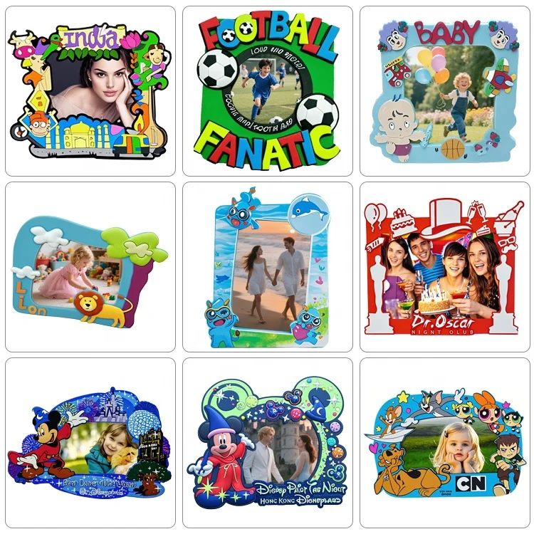 FAMA Audit Custom Manufacturer Christmas PVC Magnetic Cartoon Photo Frame 3D Soft Rubber Photo Frame Promotional Plastic Frame