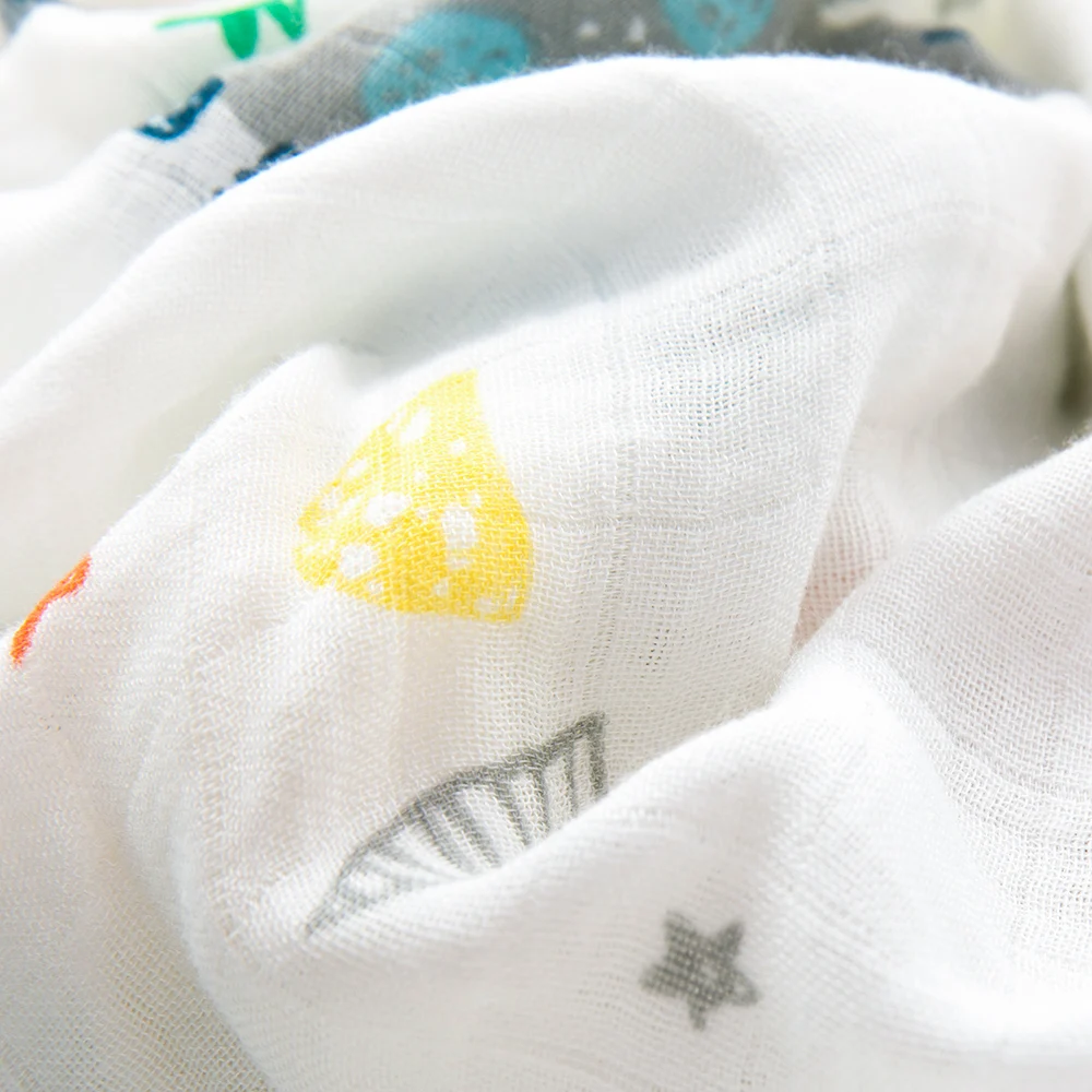 Custom Soft Breathable Organic Muslin Swaddle Bamboo Cotton Fabric