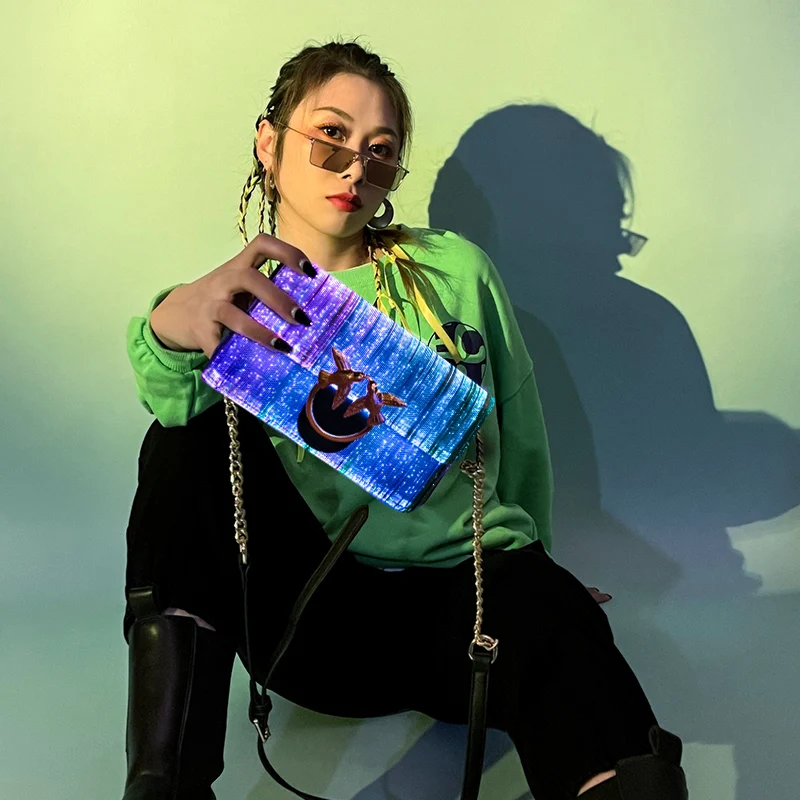 2022 Rechargeable Glowing women led light bag purse lady handbag