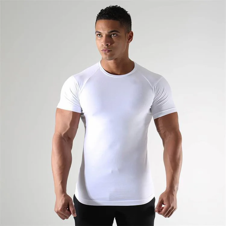 Source Custom logo slim tight bulk plain white shirts 90 polyester spandex men fitness t shirt on m.alibaba.com