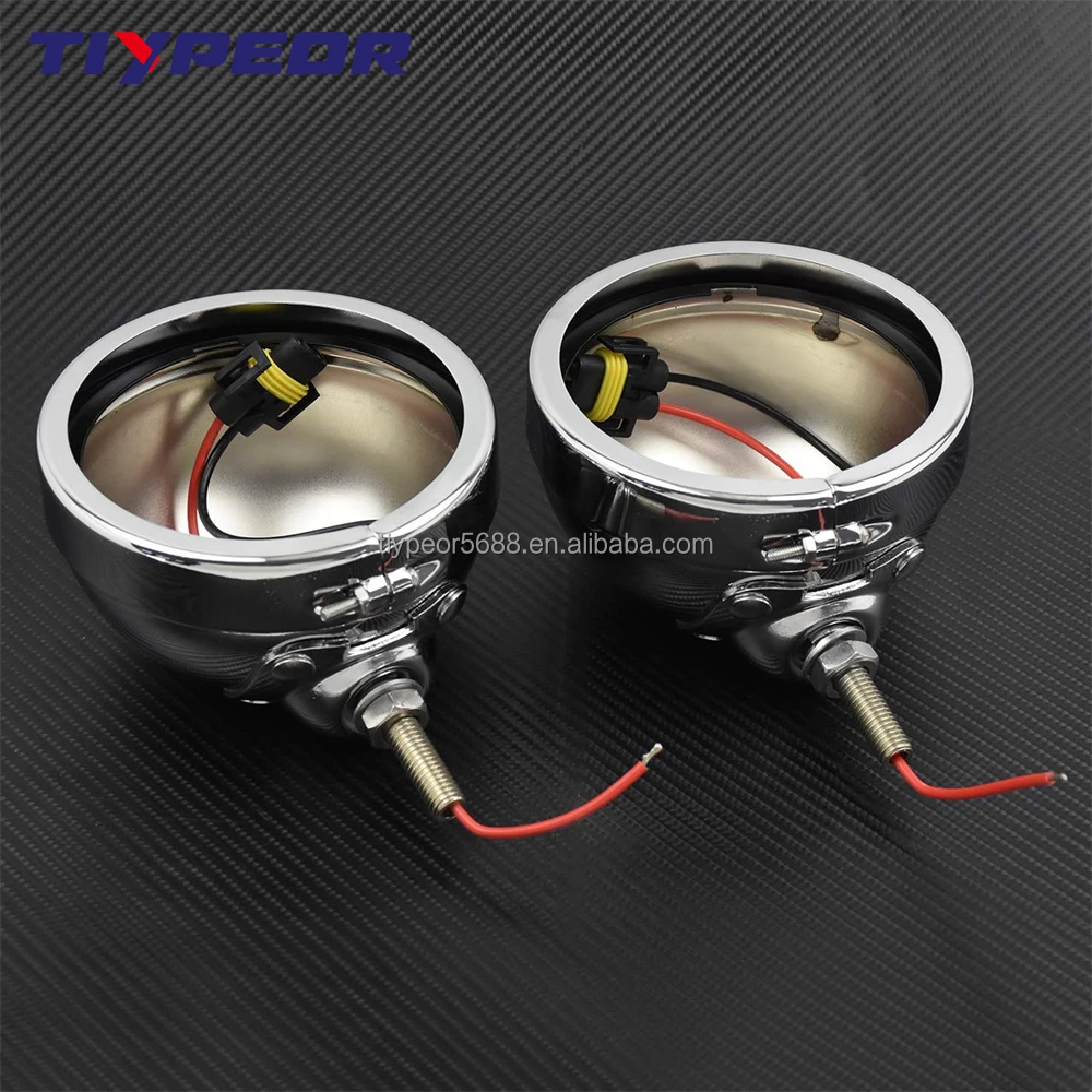 product motorcycle black and chrome 45 inch led fog light outer cover for harley trim bracket-2