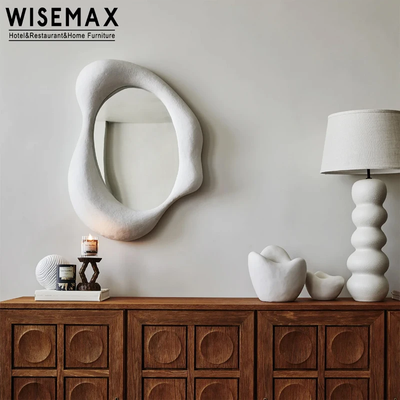 WISEMAX FURNITURE Wabi Sabi Style Home Furniture Decor Wall Mirror with Led Light Wall Decor Mirror Irregular Shape Mirror