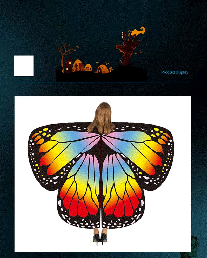 
Женские крылья-бабочки, шаль-бабочка, Женская сказочная накидка, наряд в стиле куклы, аксессуар для Хэллоуина, L0172 