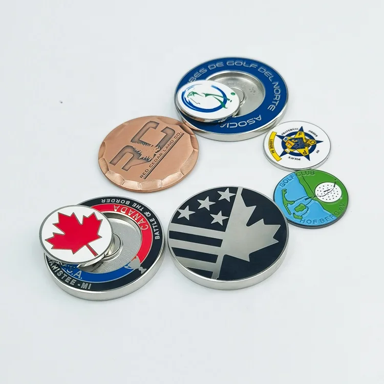 Custom Blank square Shape Forged Hammered Laser Engraving Golf Ball Marker manufacture