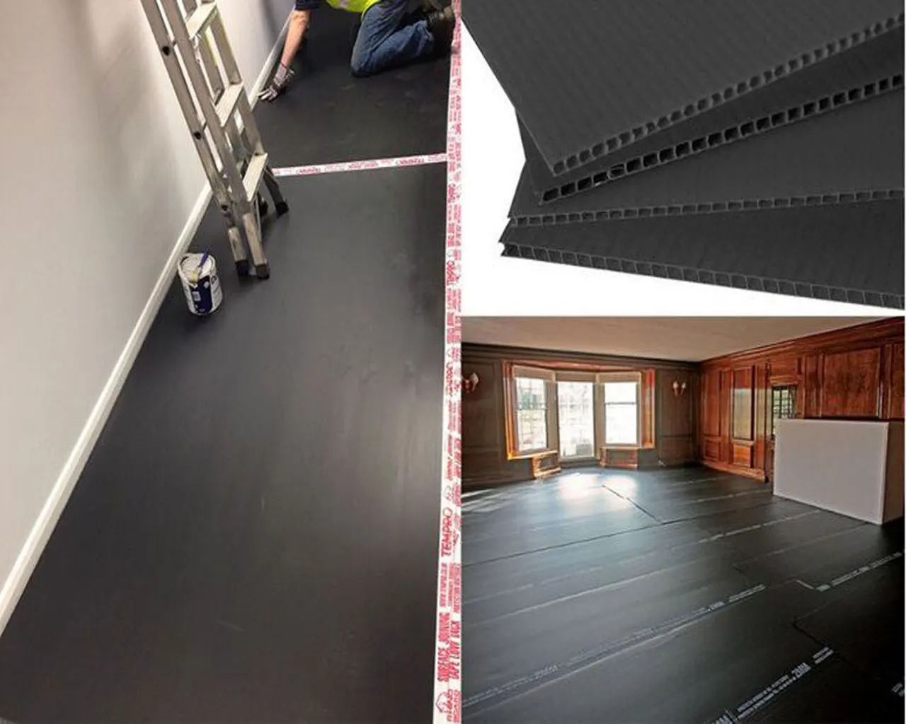 Qingdao PP Polypropylene Corrugated Floor Protection Mat Temporary Flooring Protection