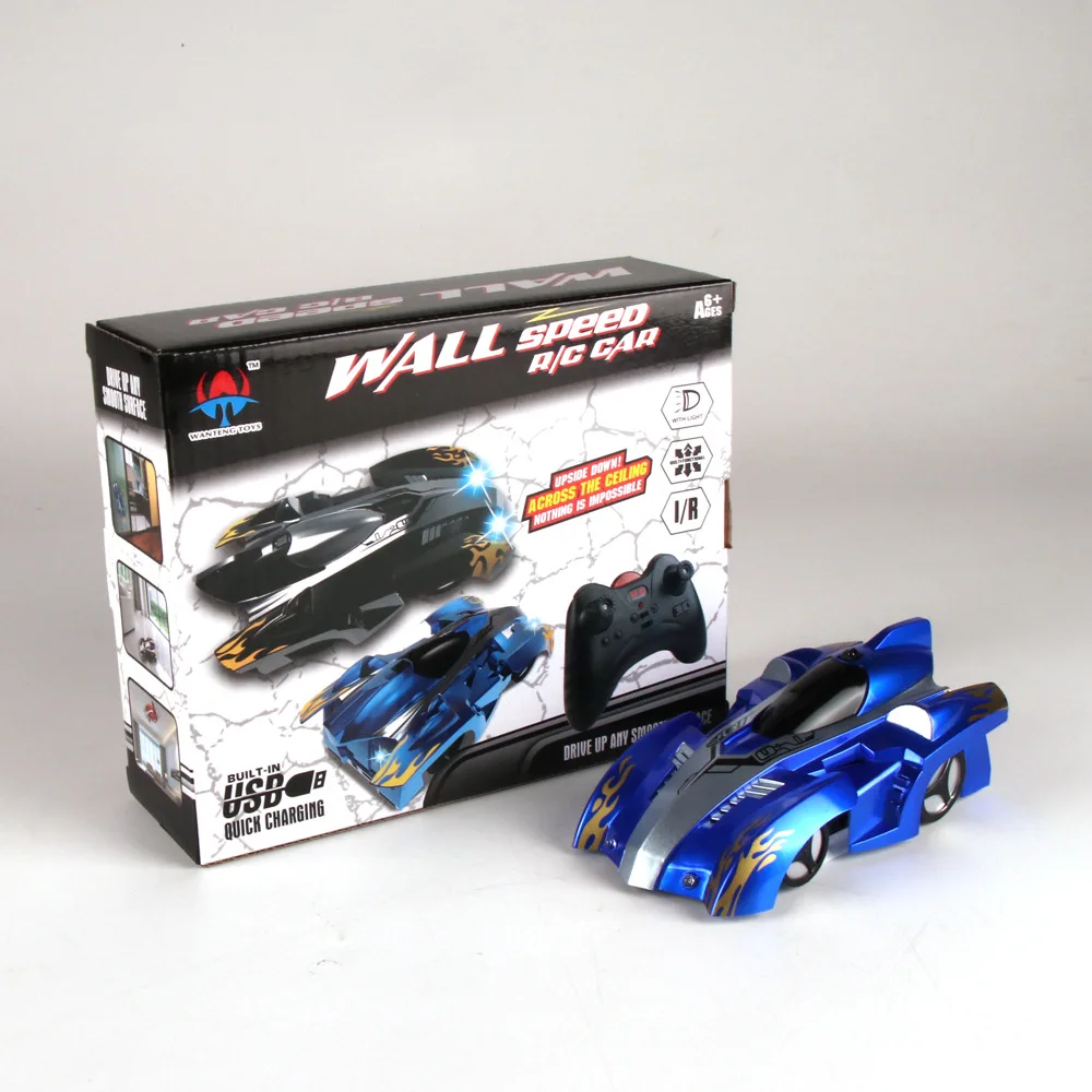 Remote control car that drives on online walls and ceilings