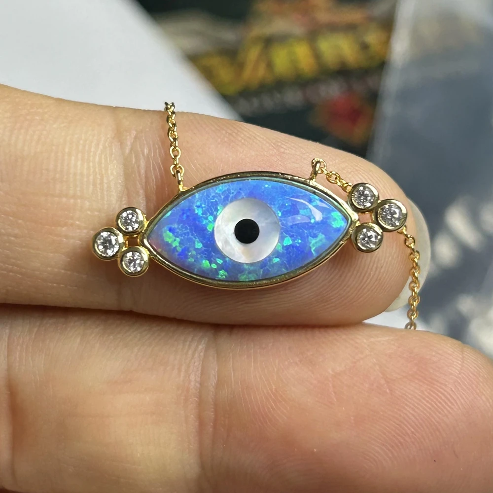 HQ Gems Evil Eye Stone OP06 Blue Opal Beads - 4X8 to 8x16mm