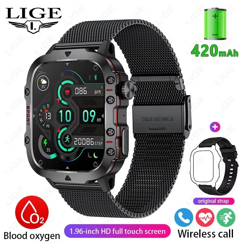 Lige BW0667 Smart Watch 1.96 Inch Screen 420 Mah Wireless Call Voice Assistant Watch Spo aperçu 12